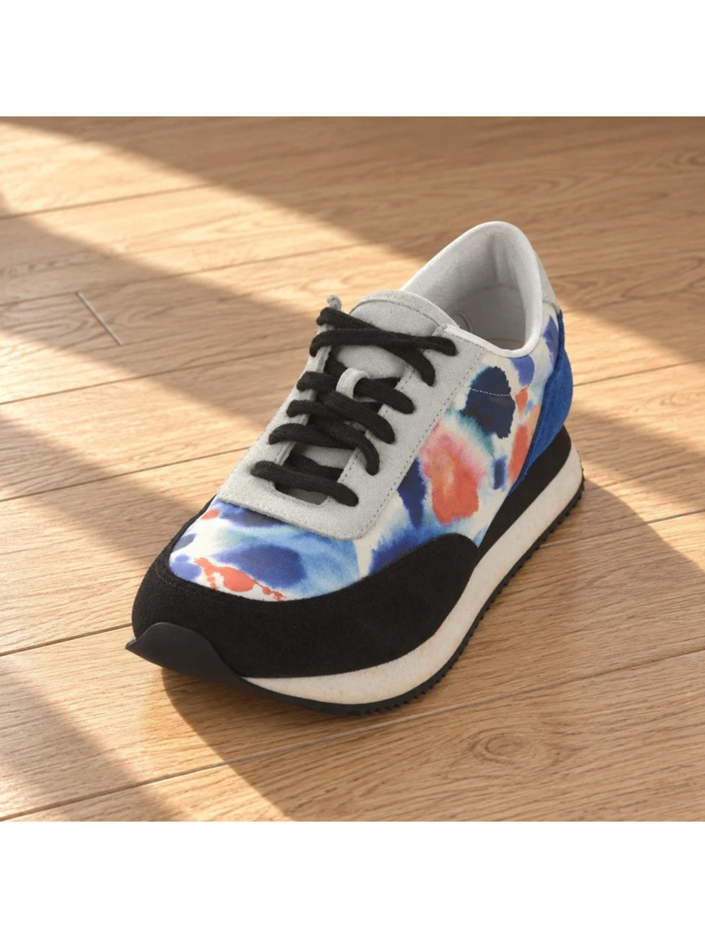 Loeffler Randall Blue Watercolor Suede Platform Sneakers Size 7